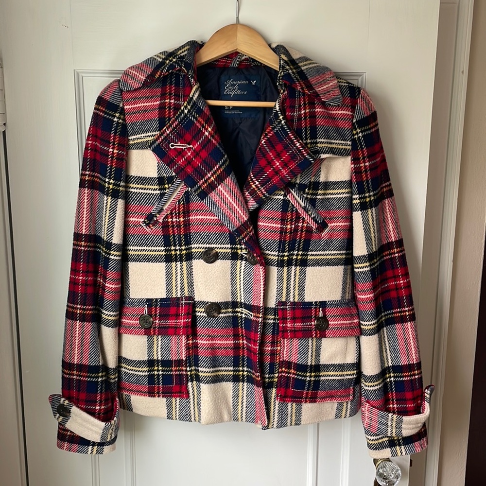 Vintage American Eagle Wool Plaid Jacket